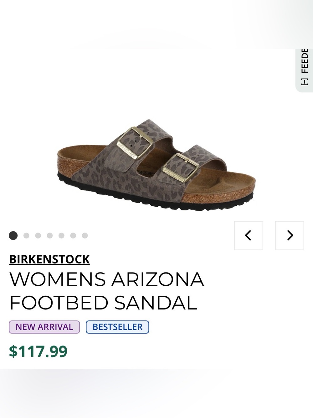 Birkenstock Women’s Leopard Khaki Arizona Soft Footbed Sandal size 5 - Picture 2 of 10